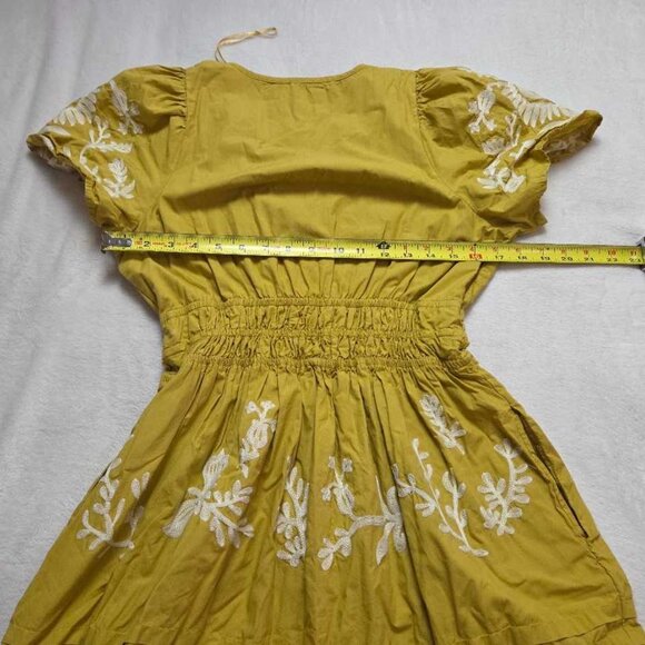 Anthropologie Yellow and White Embroidered Somerset Maxi Dress with pockets - Picture 7 of 11